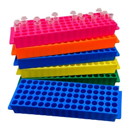 Mtc Bio MTC Bio Fraction Collector Tube Rack For 1.5 ml/2 ml Tubes, 80 Place, Red, 5 Pack R1040-R